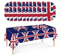 Union Jack Party Tableware for VE Day 80th Anniversary Decorations,37Pcs Union Jack Plates and Napkins Table Cloth Plastic,VE Day 80th Anniversary Flags for 80 Years Victory in Europe WW2 Decorations