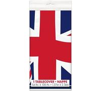 Union Jack Plastic Tablecloth - 1 Pack Disposable Table Cover for VE Day 80th Anniversary Decorations for UK, Royal, Olympic, Eurovision and British Events