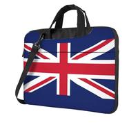 Union Jack Print Laptop Bag, Adjustable Shoulder Strap and Hidden Handle, Simplify Your Everyday, Black/White, 13 inch