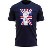 Union Jack Raised Fist Mens T Shirt Great Britain Supporter Top for 2024 Sports Games, XL, Navy
