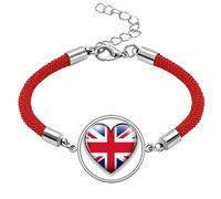 Union Jack Shaped Britain UK Flag Lucky Red String Bracelet Rope Bracelet Handmade