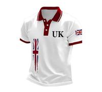 Union Jack Shirt Men Uk Polo Shirt Tops Ve Day Bunting Flags Great Britain Short Sleeve Collared Button Down England T-Shirts Summer Plus Size Quick Dry Golf Muscle Tees Holiday Clothes For Men Uk