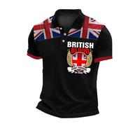 Union Jack Shirt Men UK Polo Shirt Tops Ve Day Bunting Flags Great Britain Short Sleeve Collared Button Down England T-Shirts Summer Plus Size Quick Dry Golf Muscle Tees Holiday Clothes for Men UK