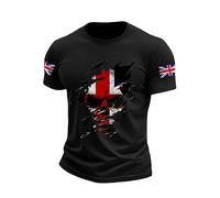 Union Jack Shirts for Men Britain National Flag Print Short Sleeve T-Shirt Charles III Coronation Celebration Tshirts UK British United Kingdom Basic Tee Tops St George Day Tshirt Holiday Clothes , L
