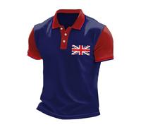 Union Jack Shirts for Men UK British Flag Bunting Ve Day Poloshirts England Rugby Cricket Shirts Funny Golf Shirt Summer Plus Size Short Sleeve Collared Button Down Poloshirt (64-Navy, XXXXXXL)