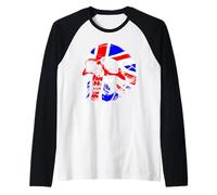 Union Jack Skull UK British Flag Skull Mens Womens Kids Size Raglan Baseball Tee