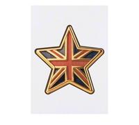 'Union Jack Star' Temporary Tattoo - Water Resistant, Skin-Safe, Non-Toxic Transfer (TO00081459)