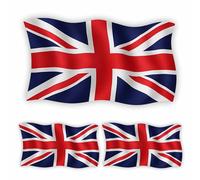 Union Jack Stickers for Vehicles Laptops and Walls / 3 Pack (1 Large 16x10cm and 2 Small 8x5cm) / Premium Gloss Finish Wipeable Weatherproof/Clear Removeable Adheisive/External Use /