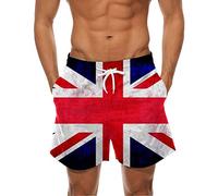 Union Jack Swim Shorts Men England Hawaiian Shorts Quick Drying Swim Trunks Elastic Waist Drawstring Swimming Surfing Boardshorts Swimsuit Lightweight Summer Beach Board Shorts
