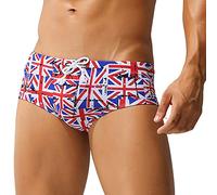 Union Jack Swimming Briefs for Men - Quick Dry, Sexy Low Rise Swimsuit Trunks With Lace Triangular Printing - Birthday Gifts, Boxing Day Sale, Travel Essentials
