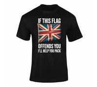 Union Jack T Shirt - British Flag Clothes Top, Union Jack T Shirts for Men, Women & Kids with Butterfly Design Style 3 Black XXX-Large