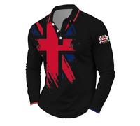 Union Jack T Shirt for Men Great Britain Bunting Flags Print Short Sleeve Golf Polos Outdoor Breathable Tops for Mens Sports T-Shirt Work Tee Veterans Day Funny Tshirts (B-Black,3XL)