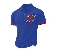 Union Jack T Shirt for Men Great Britain Bunting Flags Print Short Sleeve Plain Pique Top Designer Tshirt Tee Holiday Collared Golf Shirt St Georges Day Tshirt Muscle T-Shirt (Blue,XL)