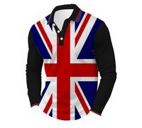 Union Jack T Shirt for Men Queen Platinum Jubilee Short Sleeve Breathable Quick Dry Golf Top Running Sports Tee Top Gym Workout T-Shirts Veterans Day Streetwear Top Tshirt (E-Black,XXL)