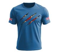 Union Jack T Shirt for Men UK British Bunting Flag Print Tee Tops Army Veteran T-Shirt Vintage Combat Military Sport Shirts Cool Distressed Remembrance Day Tshirts Workout Clothes (#0001 Blue,M)