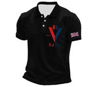 Union Jack T Shirt for Men White Dress Tshirts Shirts Travel Outfit Collars and Co Mens Vj Day 2025 80 Years Big Tall V Neck T-Shirts Drawstring Ve Clothing Casual