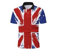 Union Jack T Shirts for Men UK, Short Sleeve Union Jack Printed Flag T-Shirt Men Casual Summer O Neck Turndown Neck Shirt Printed Tee Shirt Top Blouse Gifts for Men Deals of The Day Sale
