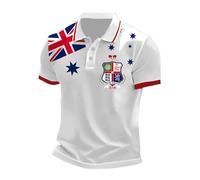 Union Jack T Shirts Men England Flag Cotton Polos Tshirt Short Sleeve Collar Polo Golf Tshirts Top Workwear Clothing England Football Bodybuilding Gym Tee,M