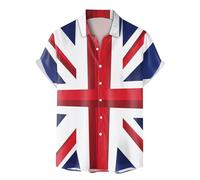 Union Jack T Shirts Mens Graphic Tees United Kingdom Britain England Flower Printed Beach Shirt Short Sleeve Button Down Summer Casual Shirts 2024 King Charles Coronation Bodybuilding Gym Tee B-Black