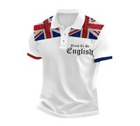 Union Jack T Shirts Shirts for Men Graphic Tees Queen Platinum Jubilee Short Sleeve Shirts Summer Striped Casual Shirt Button Down Regular Fit Tops England Football Comfort Crew Tees (E-White, M)
