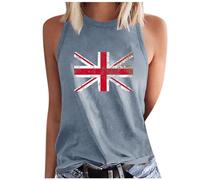 Union Jack Tank Tops Women UK,Ladies Union Jack Tops Crewneck Sleeveless Vest Shirts United Kingdom Union Jack Flags Printed Graphic Independence Day Tee T-Shirts Summer Tops Size 8-16