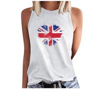 Union Jack Tank Tops Women UK,Ladies Union Jack Tops Crewneck Sleeveless Vest Shirts United Kingdom Union Jack Flags Printed Graphic Independence Day Tee T-Shirts Summer Tops Size 8-16