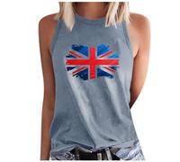 Union Jack Tank Tops Women UK,Ladies Union Jack Tops Crewneck Sleeveless Vest Shirts United Kingdom Union Jack Flags Printed Graphic Independence Day Tee T-Shirts Summer Tops Size 8-16