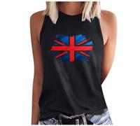 Union Jack Tank Tops Women UK,Ladies Union Jack Tops Crewneck Sleeveless Vest Shirts United Kingdom Union Jack Flags Printed Graphic Independence Day Tee T-Shirts Summer Tops Size 8-16