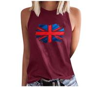 Union Jack Tank Tops Women UK Sale Clearance,Ladies Union Jack Tops Crewneck Sleeveless Vest Shirts United Kingdom Union Jack Flags Printed Graphic Independence Day Tee T-Shirts Summer Tops Size 8-16