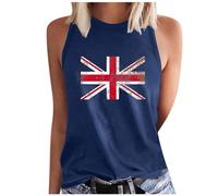 Union Jack Tank Tops Women UK Sale Clearance,Ladies Union Jack Tops Crewneck Sleeveless Vest Shirts United Kingdom Union Jack Flags Printed Graphic Independence Day Tee T-Shirts Summer Tops Size 8-16