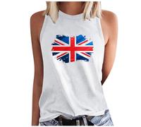 Union Jack Tank Tops Women UK Sale Clearance,Ladies Union Jack Tops Crewneck Sleeveless Vest Shirts United Kingdom Union Jack Flags Printed Graphic Independence Day Tee T-Shirts Summer Tops Size 8-16