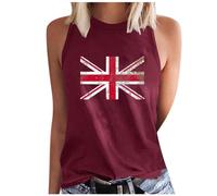 Union Jack Tank Tops Women UK Sale Clearance,Ladies Union Jack Tops Crewneck Sleeveless Vest Shirts United Kingdom Union Jack Flags Printed Graphic Independence Day Tee T-Shirts Summer Tops Size 8-16
