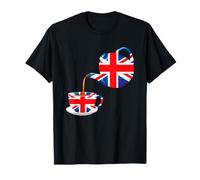 Union Jack Teapot Pouring Into British Tea Cup Art T-Shirt