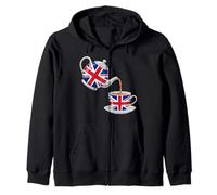 Union Jack Teapot Teacup British Tea Lover Great Britain Zip Hoodie