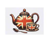 'Union Jack Teapot' Temporary Tattoo - Water Resistant, Skin-Safe, Non-Toxic Transfer (TO00079797)