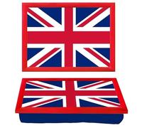 Union Jack Theme Wooden Lap Tray Soft Bean Bag Cushion UK Flag Design Laptop Art Crafting Drawing Food Drink Breakfast Dinner Serving Portable Camping Caravan Easy Serve