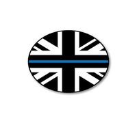 Union Jack Thin Blue Line Flag Car Sticker - Patriotic UK Flag Decal Supporting Police, UK Law Enforcement & Community Officer Services - Weatherproof Vinyl Car Accessory (Blue)