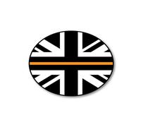 Union Jack Thin Orange Line Flag Car Sticker - Patriotic UK Flag Decal Supporting Search & Rescue & Coastguard Services - Weatherproof Vinyl Car Accessory - (Orange)