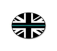 Union Jack Thin Teal Line Flag Car Sticker - Patriotic UK Flag Decal Supporting Mental Health & PTSD Awareness Services - Weatherproof Vinyl Car Accessory - (Teal)