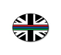 Union Jack Thin Tri-Colour Line Flag Car Sticker - Patriotic UK Flag Decal Supporting Police, Fire, NHS & Ambulance Services - Weatherproof Vinyl Car Accessory (Multi)