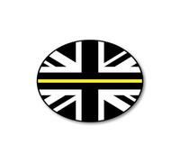 Union Jack Thin Yellow Line Flag Car Sticker - Patriotic UK Flag Decal Supporting Emergency Call Handlers and Dispatcher Services - Weatherproof Vinyl Car Accessory (Yellow)