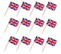 Union Jack Toothpick Flags Little Cake Toppers for VJ Day 80th Anniversary Decorations,100pcs Mini Union Jack Flags On Cocktail Sticks for Cakes Sandwich Food Cupcake Toppers World Cup Pub Royal Event