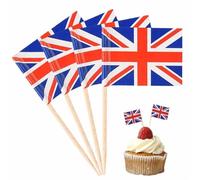 Union Jack toothpicks, 100pcs King Charles III coronation cake toppers, British cocktail stick flags, food labels for sandwiches, cupcakes, BBQ, party, wedding, shower, celebration