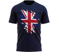 Union Jack Torn Flag T Shirt, Union Jack Gifts for Men,Queens Platinum Jubilee, Royal Celebrations, XXL, Navy