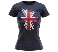 Union Jack Torn Flag T Shirt, Union Jack Gifts for Women,Queens Platinum Jubilee, Royal Celebrations, S, Navy