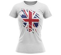 Union Jack Torn Flag T Shirt, Union Jack Gifts for Women,Queens Platinum Jubilee, Royal Celebrations, S, White