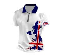 Union Jack Tshirt for Men British Flag Bunting Ve Day Polo Shirts England Rugby Cricket Quick Dry Golf Summer Plus Size for Muscle Tees Gym Training White
