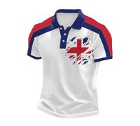 Union Jack Tshirt for Men British Flag Bunting Ve Day Polo Shirts England Rugby Cricket Shirts Funny GolfSummer Plus Size Short Sleeve Collared Button Down Poloshirt Holiday Clothes (Y6-Blue, M)