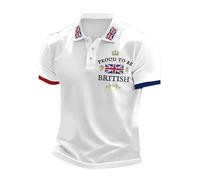 Union Jack Tshirt Men Polo Shirt Short Sleeve Breathable Tennis T-Shirt Summer Tshirts Button Front Golf Shirts Casual Sport Tops Basic Regular-Fit Queen Platinum Jubilee Workwear,3XL