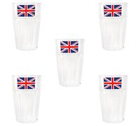 Union Jack Tumblers - Pack of 5 - Heavy Duty Plastic Premium Reusable 325ml Tumbler Cups with Union Jack Flags - Perfect for National Celebrations and Jubilee King's Coronation Street Parties